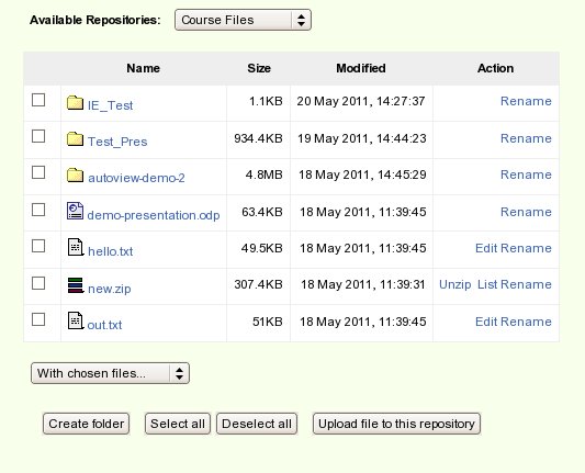 Moodle repository Course files