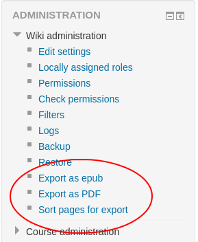 Moodle plugin: wiki export