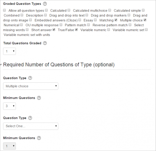 Moodle graded question types