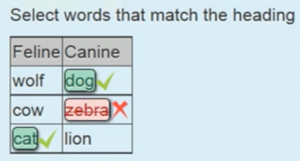 Word Select categorie