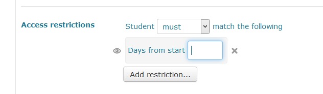 Moodle Restriction by days offset from start