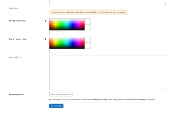 Stel per tenant de kleuren en CSS in