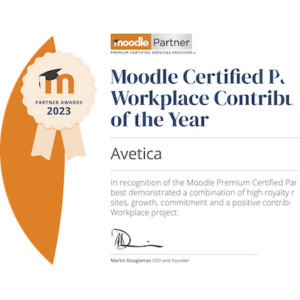 Moodle Partner Awards 2023 Certificates Workplace Contributor of the Year